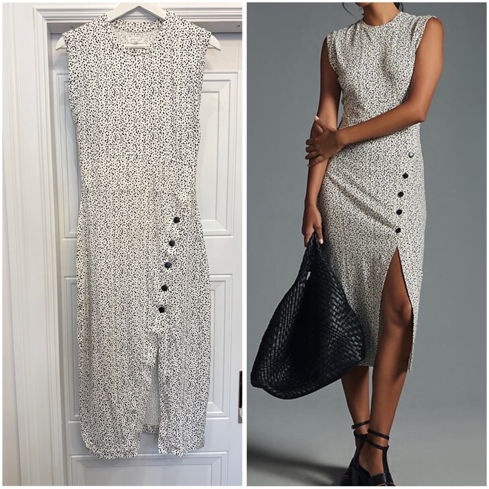 Grey State Black and White Midi Dress Anthropologie small